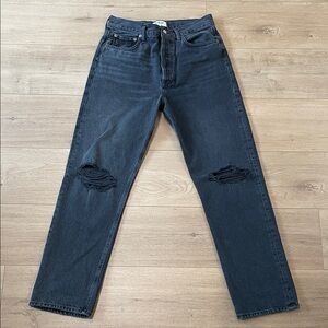 Agolde Women's Black Distressed Straight-Leg Jeans